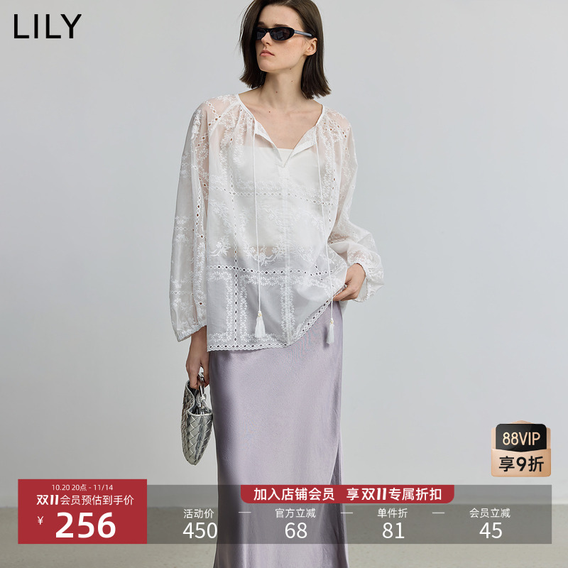 LILY薄款法式流苏蕾丝套头衫