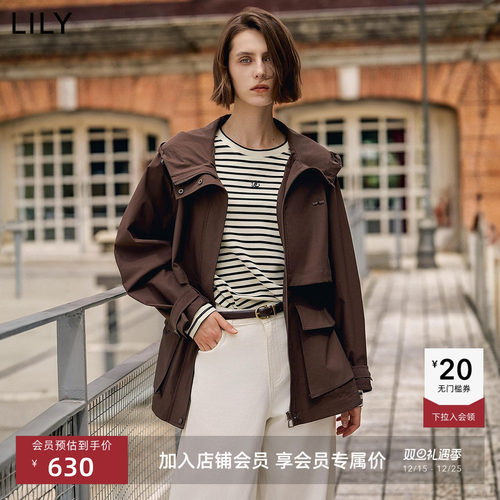 LILY通勤百搭连帽抽绳夹克风衣