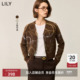 商场同款 LILY冬新款 女装 气质印花V领毛绒感针织开衫 外套