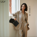 休闲廓形高级感西装 气质卡其色通勤套装 外套 女装 LILY2025秋新款