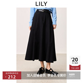 全棉百搭通勤黑色A字半身裙伞裙 女装 商场同款 LILY2025新款