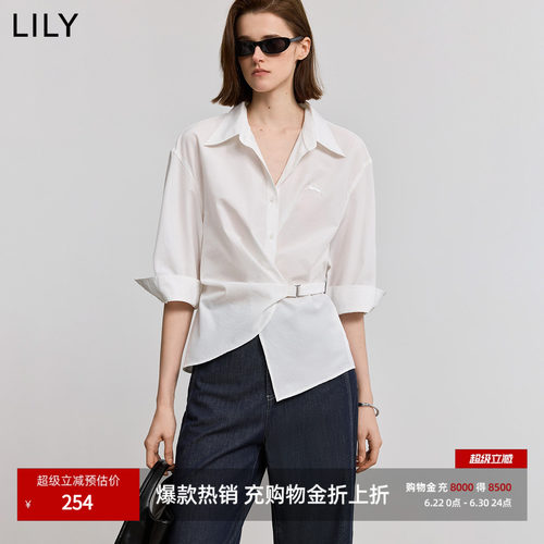 LILY通勤设计感百搭七分袖衬衫