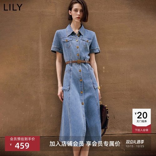 LILY复古气质牛仔长裙