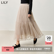 LILY2026夏新款女装设计感不规则压褶宽松休闲通勤轻盈蓬松半身裙