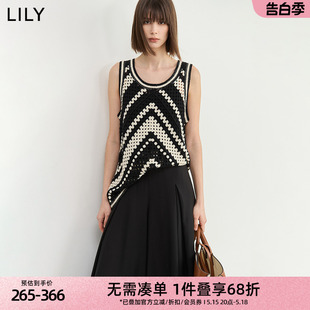 设计感时尚 撞色镂空洋气毛针织衫 女装 LILY2024夏新款 马甲叠穿上衣