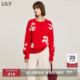 绒予新禧系列 商场同款 LILY冬新款 女装 新年提花红色毛衣女