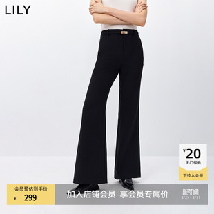 女 老钱风休闲通勤垂感高腰小个子黑色微喇裤 超模裤 LILY2026春新款