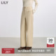 LILY2025冬新款 阔腿裤 女装 简约弹力宽松休闲百搭通勤米白色弯刀裤