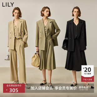 外套女新款 LILY法式 通勤气质高级职业西服女米色休闲西装