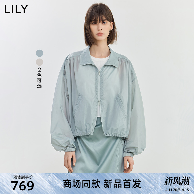 【商场同款】LILY2024夏新款女装设计感双头拉链宽松休闲短外套女