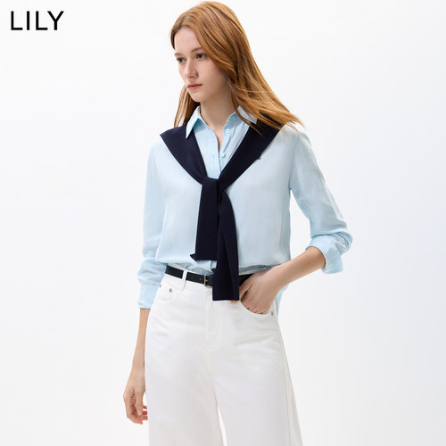 LILY2026秋新款女装莱赛尔亚麻混纺复古休闲百搭通勤针织披肩单品
