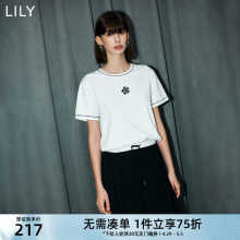 LILY2024夏新款 舒适全棉设计感浪漫玫瑰休闲复古百搭T恤上衣 女装