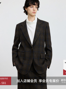 LILY2025冬新款复古学院风时尚气质高级感两件套装西装外套女