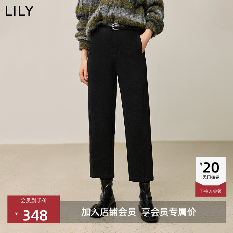 LILY通勤毛呢加厚直筒休闲裤