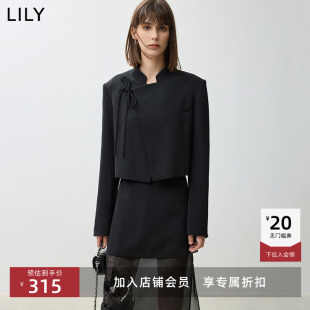 立领系带国风气质黑色短款 新中式 LILY新款 外套 商场同款