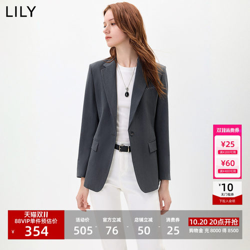 LILY垫肩商务通勤单排扣长袖西装