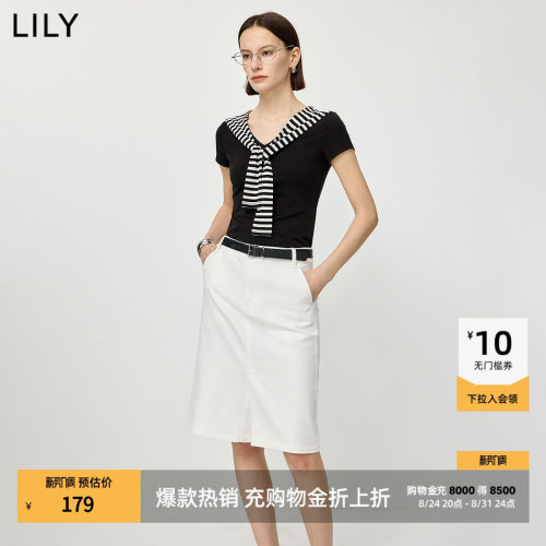 LILY通勤混纺女装披肩新款短袖
