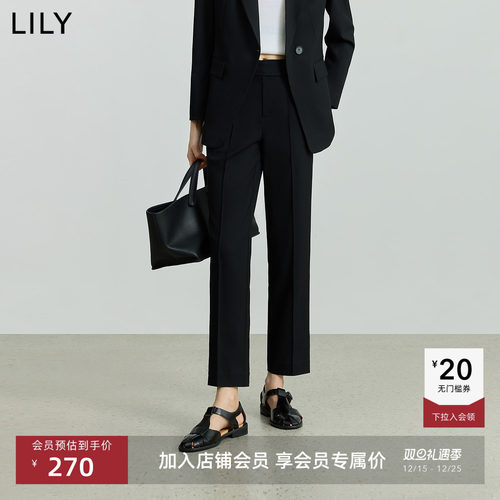 LILY显瘦垂感休闲通勤直筒九分裤