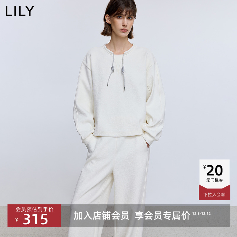 LILY短款通勤简约风系带套头卫衣