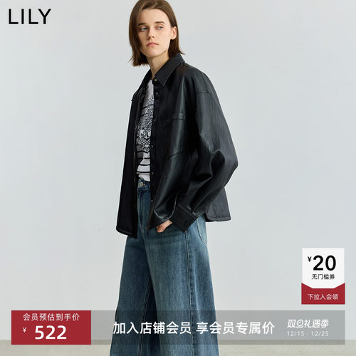 LILY通勤短款翻领工装复古夹克