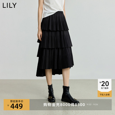 LILY重工层次设计感百褶半身裙