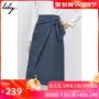 Lily2019 mùa thu mới của phụ nữ khí chất màu rắn bất đối xứng dây đai mảnh mai phù hợp với váy váy 6902 - Cộng với kích thước quần áo quần legging lửng