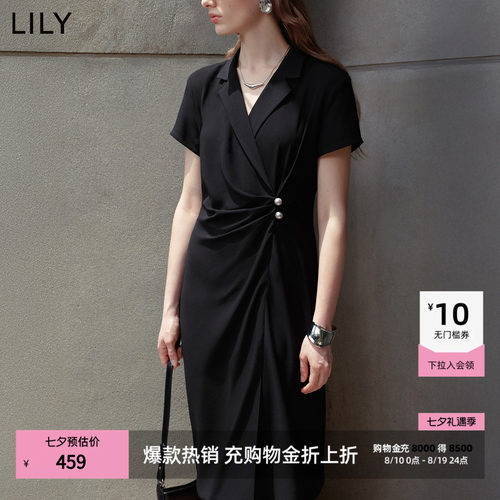 LILY通勤收腰混纺复古西装连衣裙