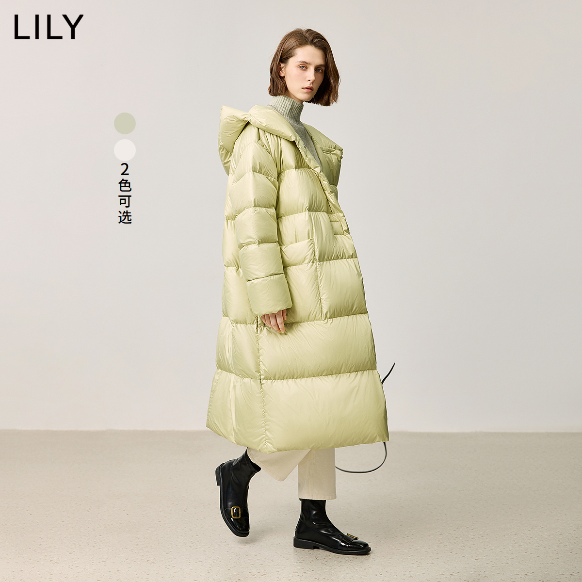【商场同款】LILY2024冬新款女装轻暖被子款90鸭绒羽绒服外套长款