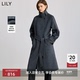 100%羊毛LILY2025冬新款 烟囱领腰带气质通勤双面呢毛呢外套女长款