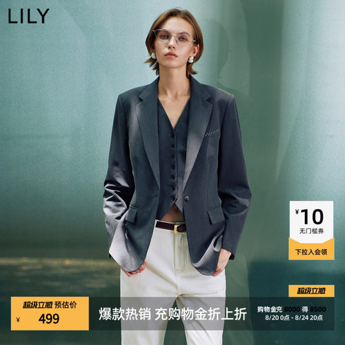 LILY垫肩商务通勤单排扣长袖西装