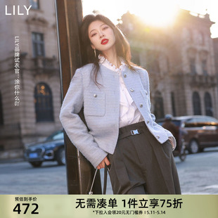 短外套女 绵羊毛复古优雅小香风气质都市通勤款 女装 LILY2024春新款