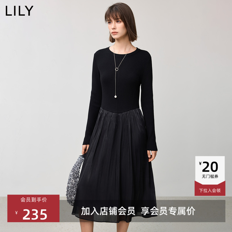 小黑裙含绵羊毛LILY收腰拼接纱裙
