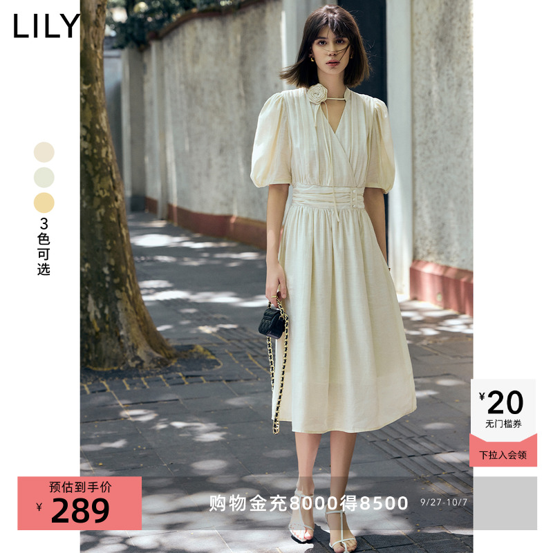 法式浪漫玫瑰裙醋酸亚麻LILY