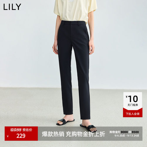 LILY通勤显瘦铅笔高腰百搭小黑裤
