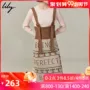 Lily2019 mùa thu mới của phụ nữ Fair Isle in eo cao mảnh mai có dây đan váy váy 6925 - Váy chân váy ngắn xòe