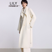 大师法奢 好物体验专享 烟囱领大衣LILY毛呢外套女双面羊毛