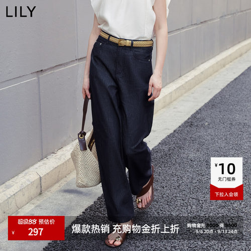 LILY通勤莱赛女装复古直筒牛仔裤