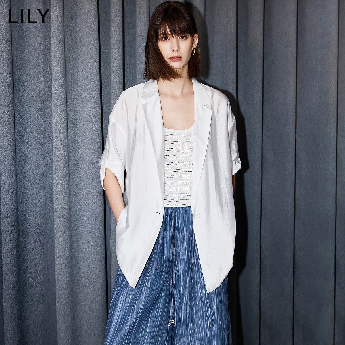【商场同款】LILY2024夏新款女装微光质感设计通勤款休闲西装外套