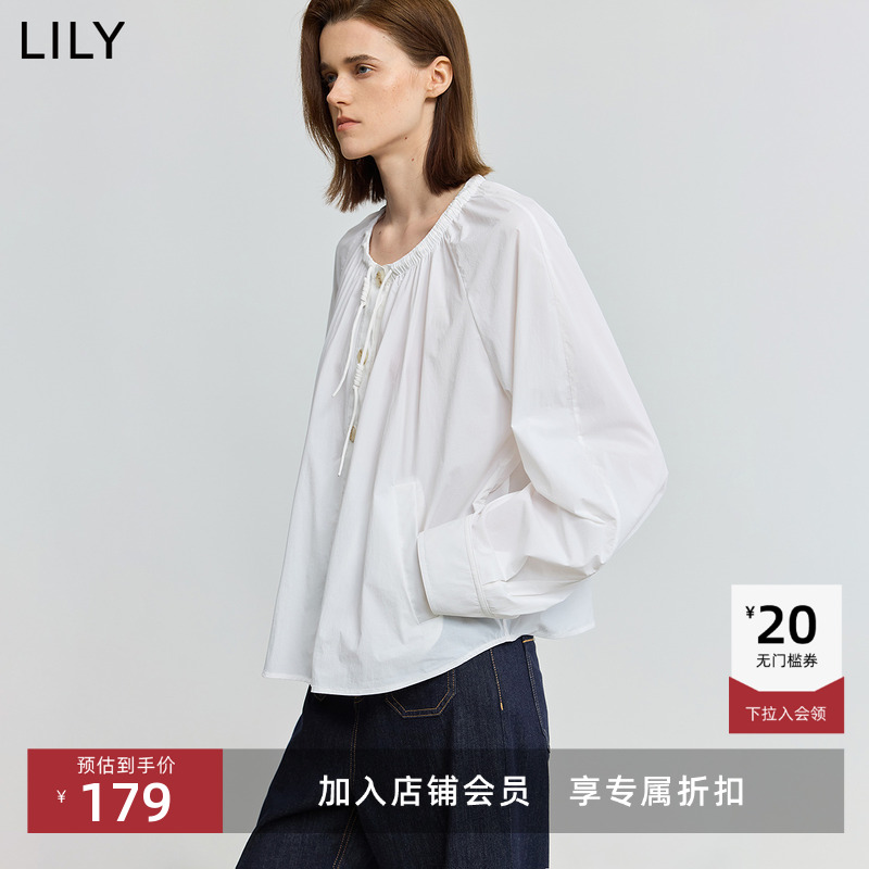 LILY百搭法式女装圆领通勤衬衫