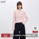 女装 羊毛上衣薄款 罩衫 LILY2026春新款 立体花朵浅粉色针织衫 毛衣