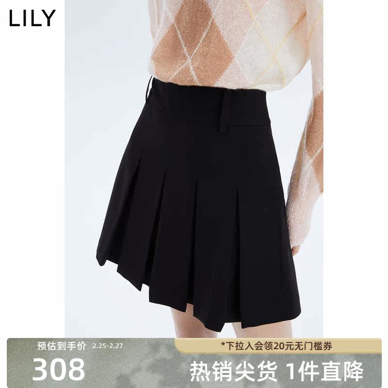 【商场同款】LILY2023新款女装时尚减龄百褶高腰阔腿休闲短裤女