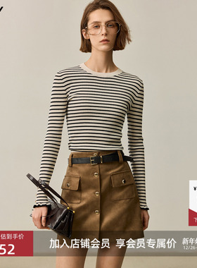 【商场同款】LILY冬新款女装绵羊毛山羊绒修身百搭针织衫打底