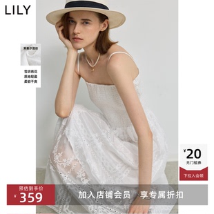 LILY2025新款 司马克镂空绣花休闲吊带裙连衣裙女 莱赛尔混纺法式