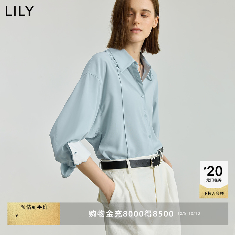 LILY通勤设计感翻领女装外套衬衫