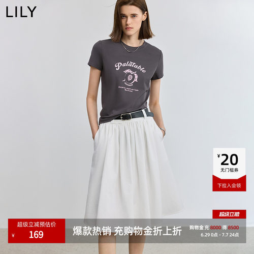 LILY撞色字母印花圆领桃子短袖