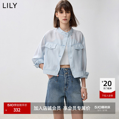 LILY通勤短款莫代尔混纺工装外套
