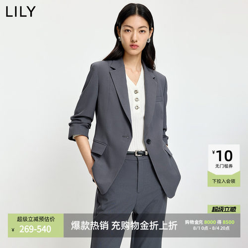 LILY通勤收腰廓形格雷系西装外套
