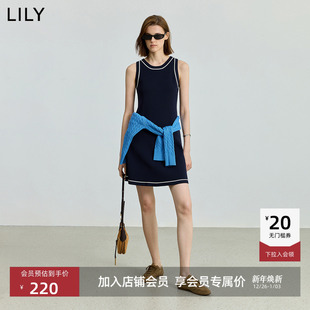 撞色通勤收腰无袖 女装 LILY2025新款 圆领背心连衣裙 商场同款