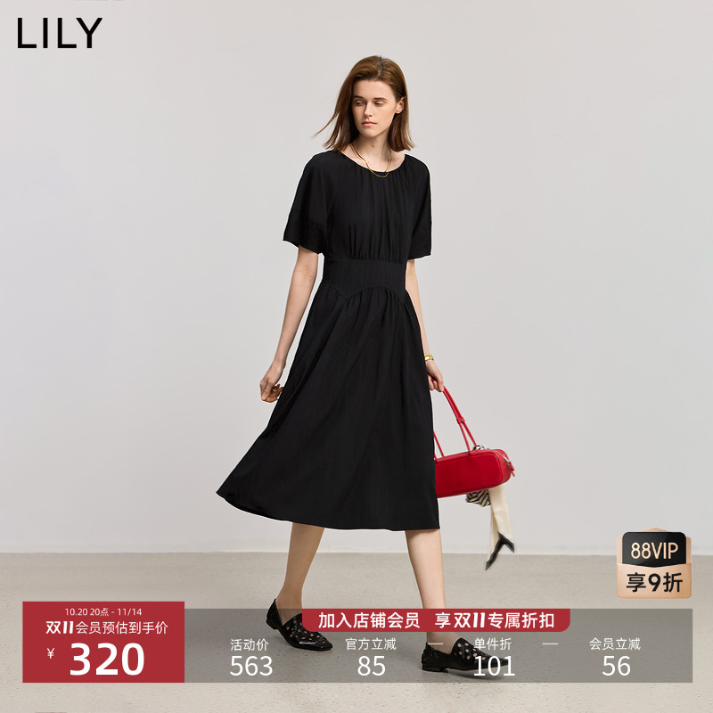 LILY简约时髦新款泡泡袖连衣裙