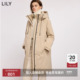 LILY2025冬新款 简约撞色立领连帽90鸭绒宽松通勤羽绒服外套女长款